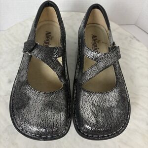 Alegria JIL-752 Mary Jane Silver Black Crackle EU Size 38 US 7.5-8‎ VGUC